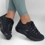 کتونی بنددار اسکچرز مشکی مدل archfit metrosky line-149147-bbk - Image 2