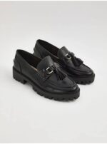 کفش کالج جورج انگلیس Black Leather Look Tassel Chunky Loafers
