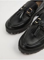 کفش کالج جورج انگلیس Black Leather Look Tassel Chunky Loafers - Image 2