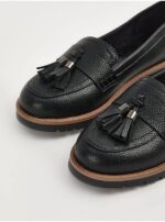 کفش کالج جورج انگلیس Black Leather Look Tassel Penny Loafer School Shoes - Image 2