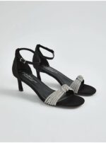 صندل مجلسی جورج انگلیس Black Diamante Knotted Kitten Heels