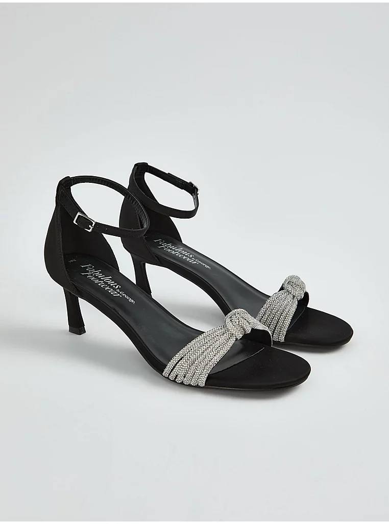 George England Black Diamante Knotted Kitten Heels Sandals صندل مجلسی جورج انگلیس Black Diamante Knotted Kitten Heels