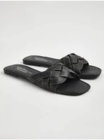 صندل جورج انگلیس Black Plaited Slider Sandals