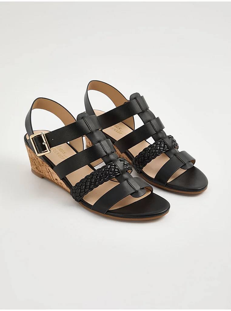 George England Black Plaited Strap Low Wedge Sandals صندل مجلسی جورج انگلیس Black Plaited Strap Low Wedge Sandals
