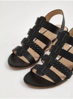 صندل مجلسی جورج انگلیس Black Plaited Strap Low Wedge Sandals - Image 2