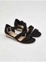 صندل مجلسی جورج انگلیس Black Suede Effect Espadrille Wedge Sandals