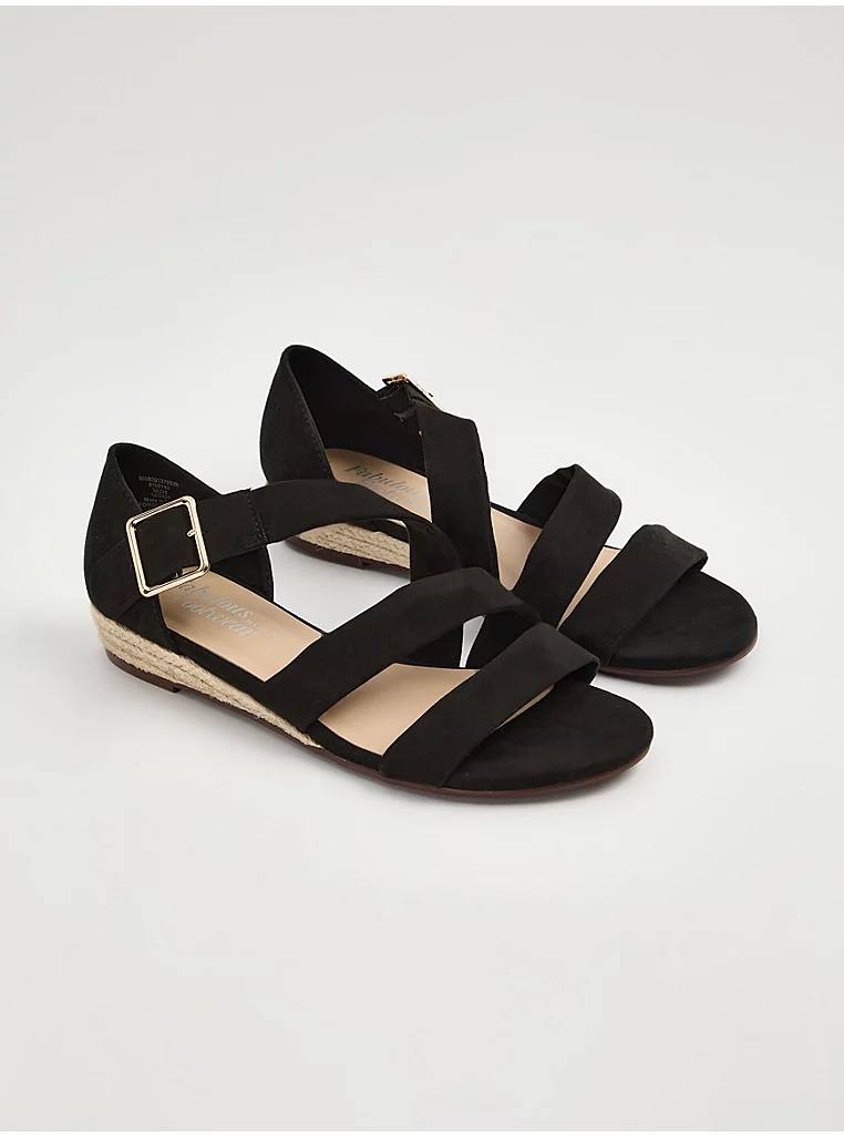 George England Black Suede Effect Espadrille Wedge Sandals صندل مجلسی جورج انگلیس Black Suede Effect Espadrille Wedge Sandals