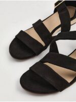صندل مجلسی جورج انگلیس Black Suede Effect Espadrille Wedge Sandals - Image 2