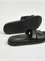 صندل جورج انگلیس Black Woven H Band Chunky Slider - Image 3
