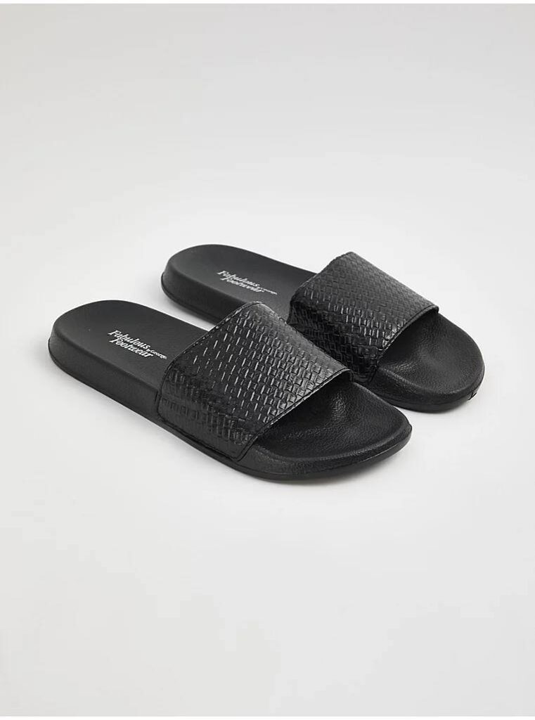 صندل جورج انگلیس Black Woven Texture Sliders