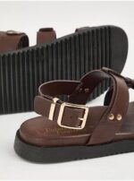 صندل برند جورج انگلیس Brown Ring Detail Gladiator Sandals - Image 2
