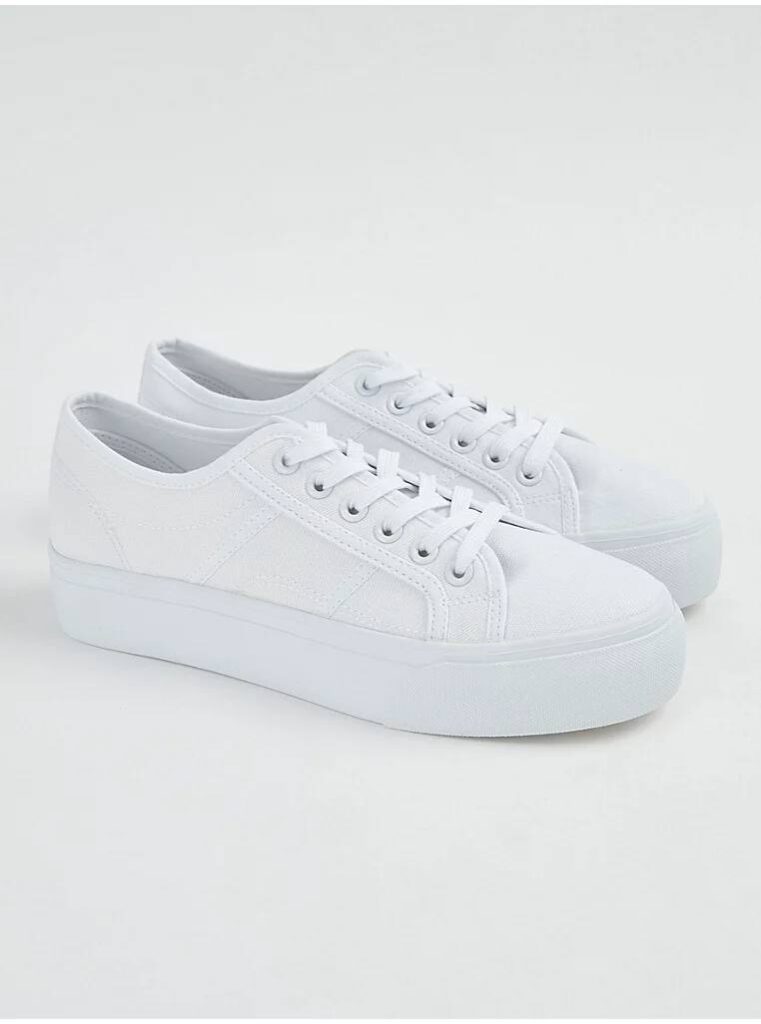 کتونی کژوال جورج انگلیس White Flatform Cupsole Canvas Trainers