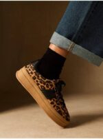 کتونی کژوال جورج انگلیس Leopard Print Flatform Retro Trainers - Image 2