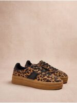 کتونی کژوال جورج انگلیس Leopard Print Flatform Retro Trainers