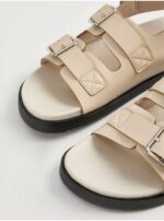 صندل جورج انگلیس Cream Ankle Strap Buckle Sandals - Image 3