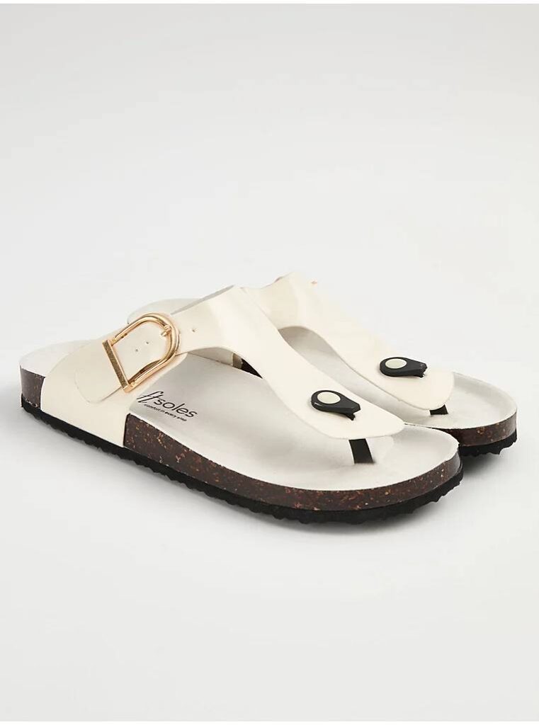 صندل لا انگشتی جورج انگلیس Cream Toe Post Footbed Sandals