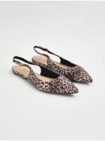 صندل مجلسی جورج انگلیسLeopard Print Sling Back Pointed Toe Shoes