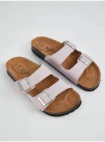 صندل طبی جورج انگلیس Lilac Double Strap Buckled Slider Sandals