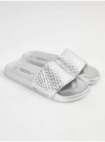 صندل جورج انگلیس Metallic Silver Woven Texture Sliders