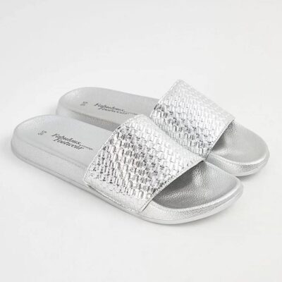 صندل جورج انگلیس Metallic Silver Woven Texture Sliders