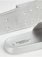 صندل جورج انگلیس Metallic Silver Woven Texture Sliders - Image 3