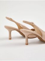 صندل مجلسی جورج انگلیس Nude Pointed Toe Sling Back Heels - Image 3