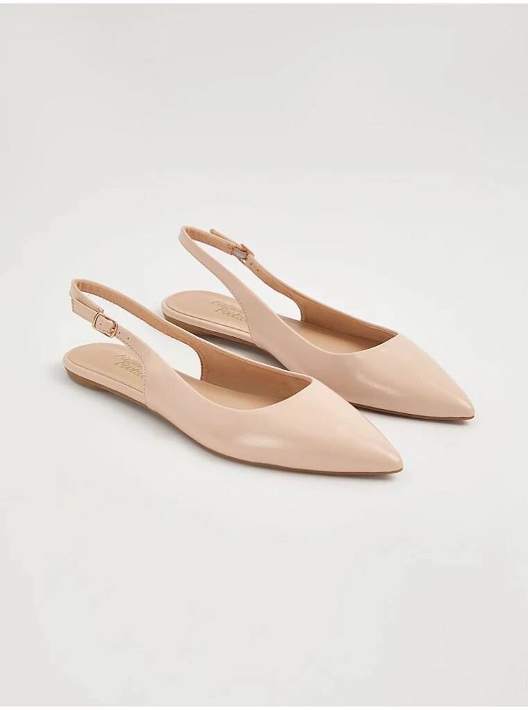 صندل مجلسی جورج انگلیس Nude Pointed Toe Sling Back Shoes