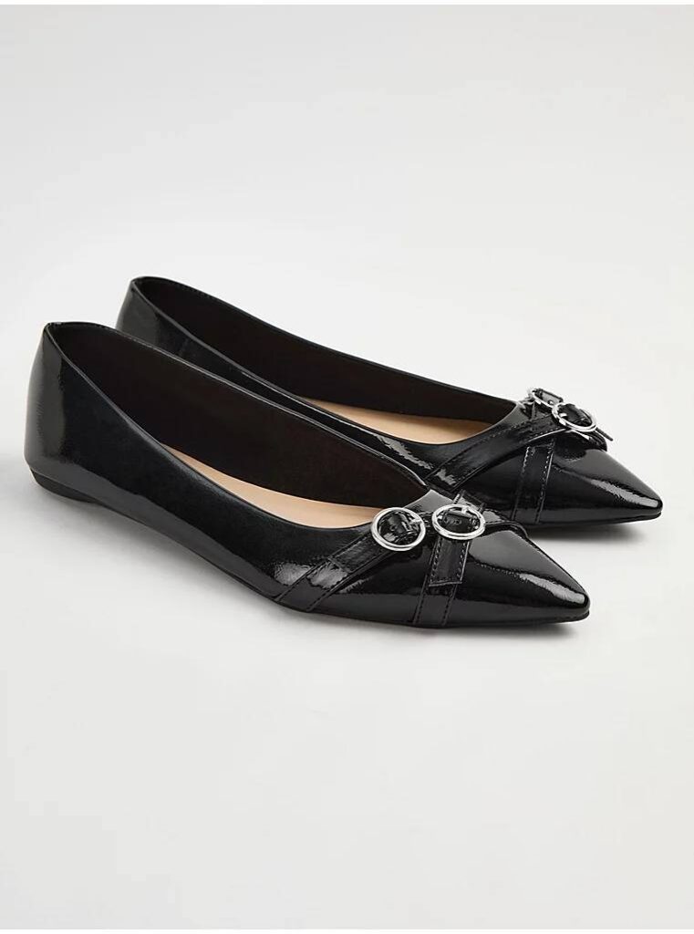 کفش مجلسی جورج انگلیس Patent Buckle Front Pointed Toe Ballet Shoes