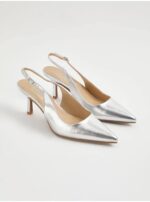 صندل مجلسی جورج انگلیسSilver Metallic Sling Back Pointed Toe Heels