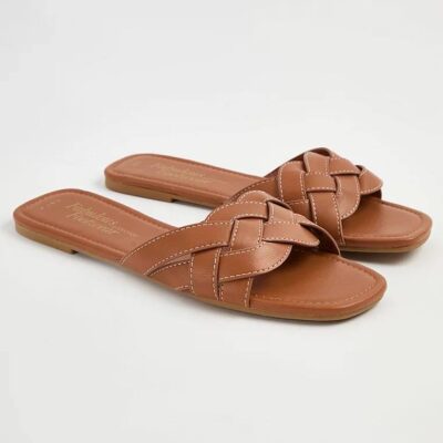 صندل جورج انگلیس Tan Plaited Slider Sandals