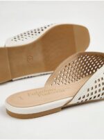 اسلیپر  مجلسی جورج انگلیس White Laser Cut V Front Mule Ballet Shoes - تصویر 3