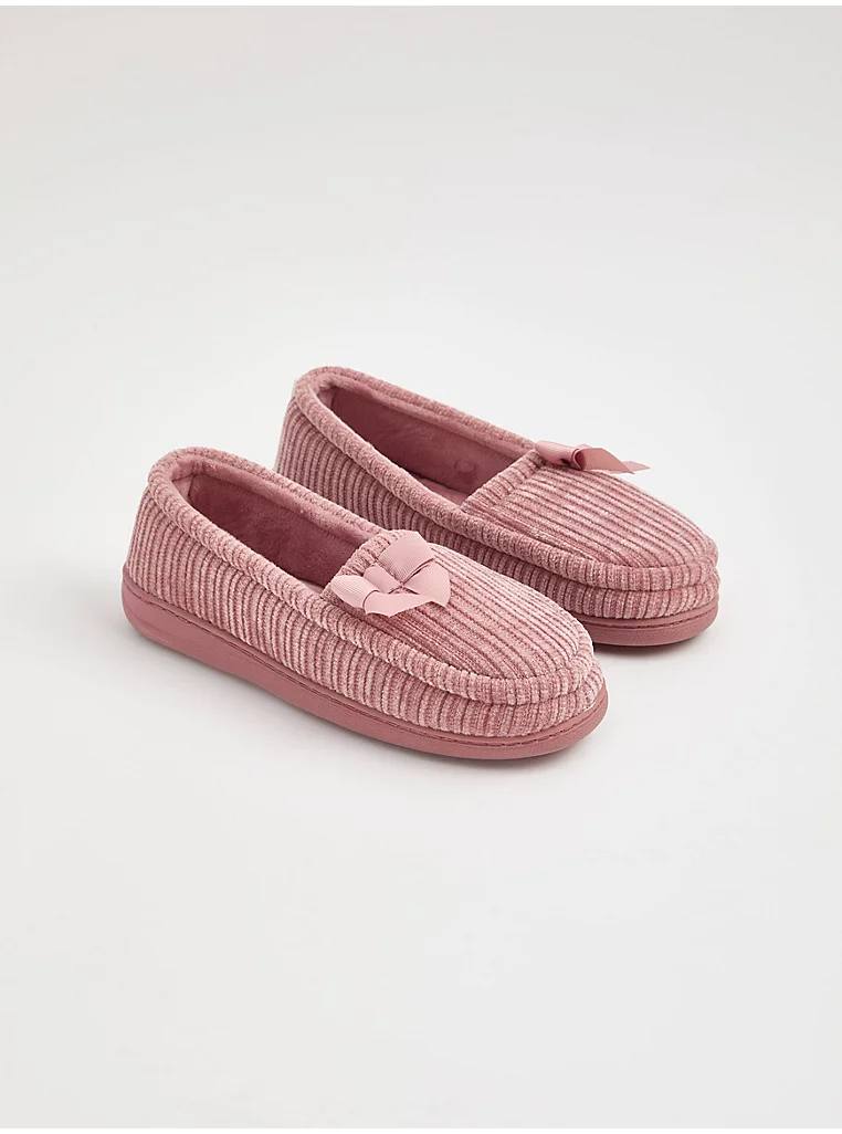 photo_3_2026-02-15_10-24-35 اسلیپر داخل خزدار انگلیسی Pink Ribbed Bow Front Full Back Slippers - Image 1