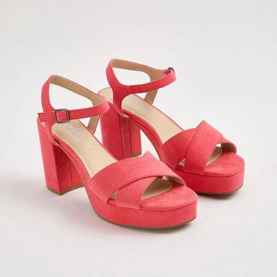 صندل مجلسی جورج انگلیس Coral Suedette Platform Block Heel Sandals