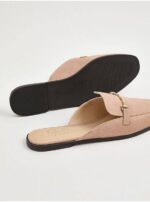 صندل مجلسی جورج انگلیس Pink Suedette Buckle Slip On Mules - Image 3
