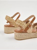 صندل مجلسی جورج انگلیس Plaited Straw Raffia Low Wedge Sandals - Image 3