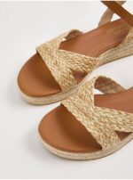 صندل مجلسی جورج انگلیس Plaited Straw Raffia Low Wedge Sandals - Image 2