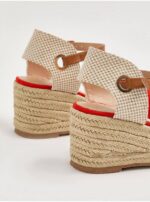 صندل مجلسی جورج انگلیس Red Suedette Closed Toe Espadrille Wedge Sandals - Image 3