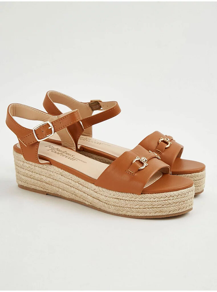 صندل مجلسی جورج انگلیسی Brown Strappy Gold Tone Trim Wedge Sandals