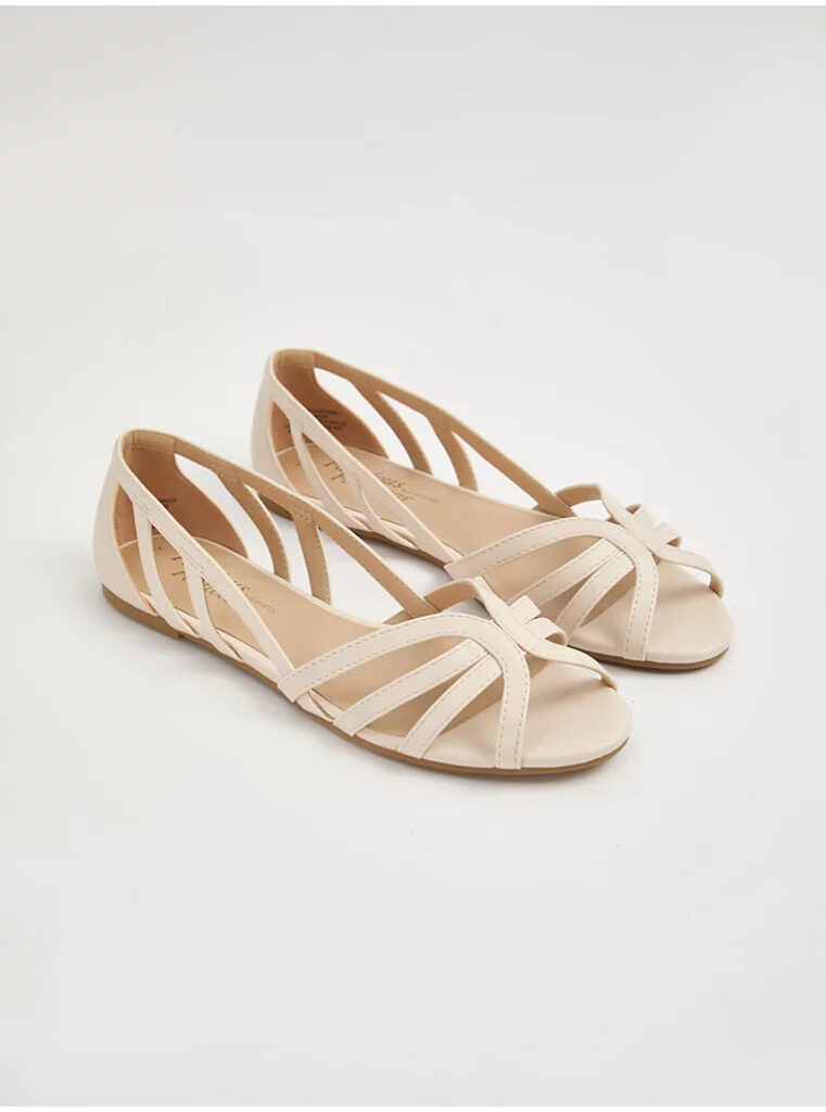 صندل مجلسی جورج انگلیسی Cream Cut Out Open Toe Ballet Shoes