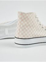 کتونی ساق دار جورج انگلیسی Light Pink Checked Flatform High Top Trainer - Image 2