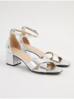 صندل مجلسی جورج انگلیسی Silver Block Heeled Sandals