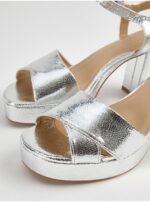 صندل مجلسی جورج انگلیسی Silver Croc Platform Block Heel Sandals - Image 2