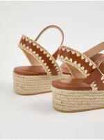 صندل مجلسی جورج انگلیسی Tan Raffia Low Wedge Sandals - Image 3