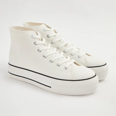 کتونی ساق دار جورج انگلیسی White Chunky High Top Trainers