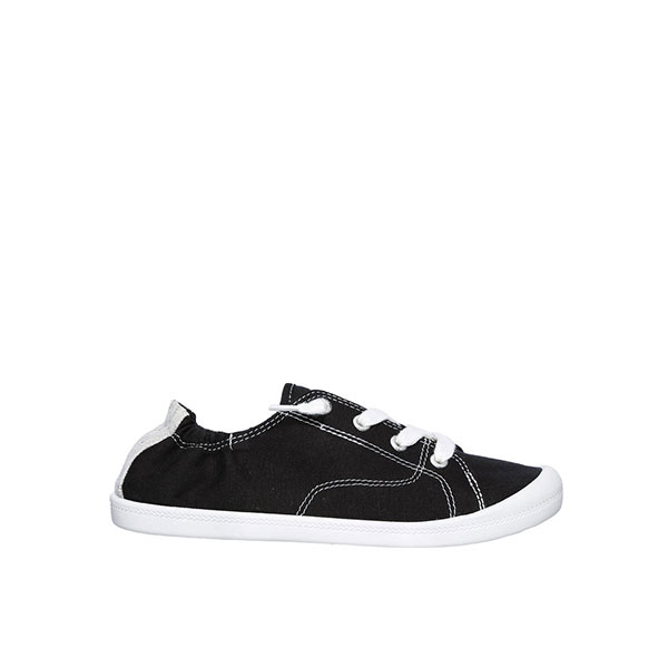 کتونی بند نما سفید مشکی اسکچرز مدلSkechers black and white lace-up sneakers, model BOBS31693BLK