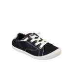 کتونی بند نما سفید مشکی اسکچرز مدلSkechers black and white lace-up sneakers, model BOBS31693BLK - Image 2
