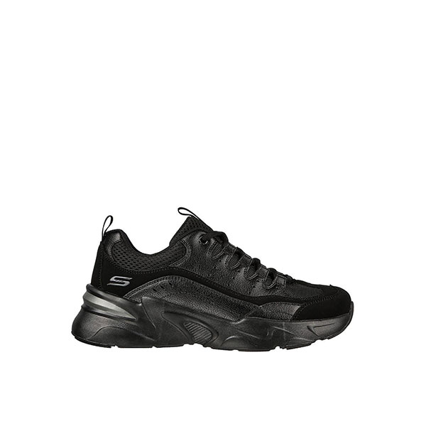 کتونی بنددار اسکچرز مشکی مدلSkechers black lace-up sneakers, model BOBS117355BBK