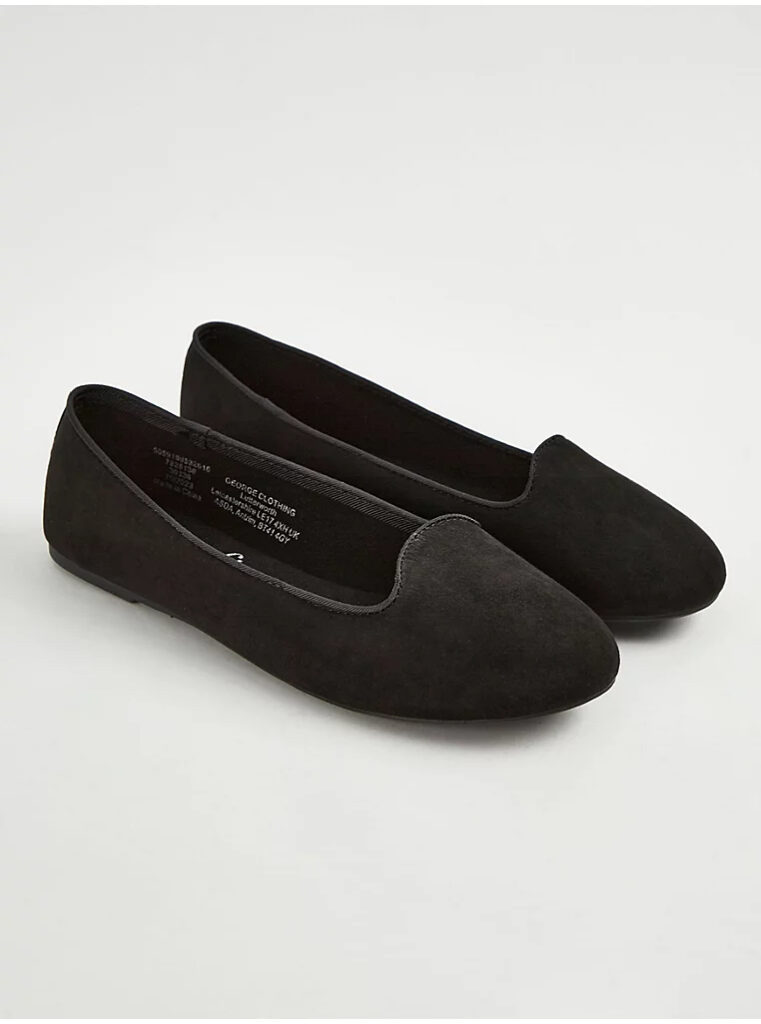 Black Wide Fit Canvas Ballet Shoesپاپوش جرج
