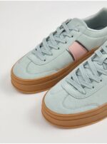 کتونی کژوال برند جورج  Blue Textured Side Stripe Flatform Retro Trainers