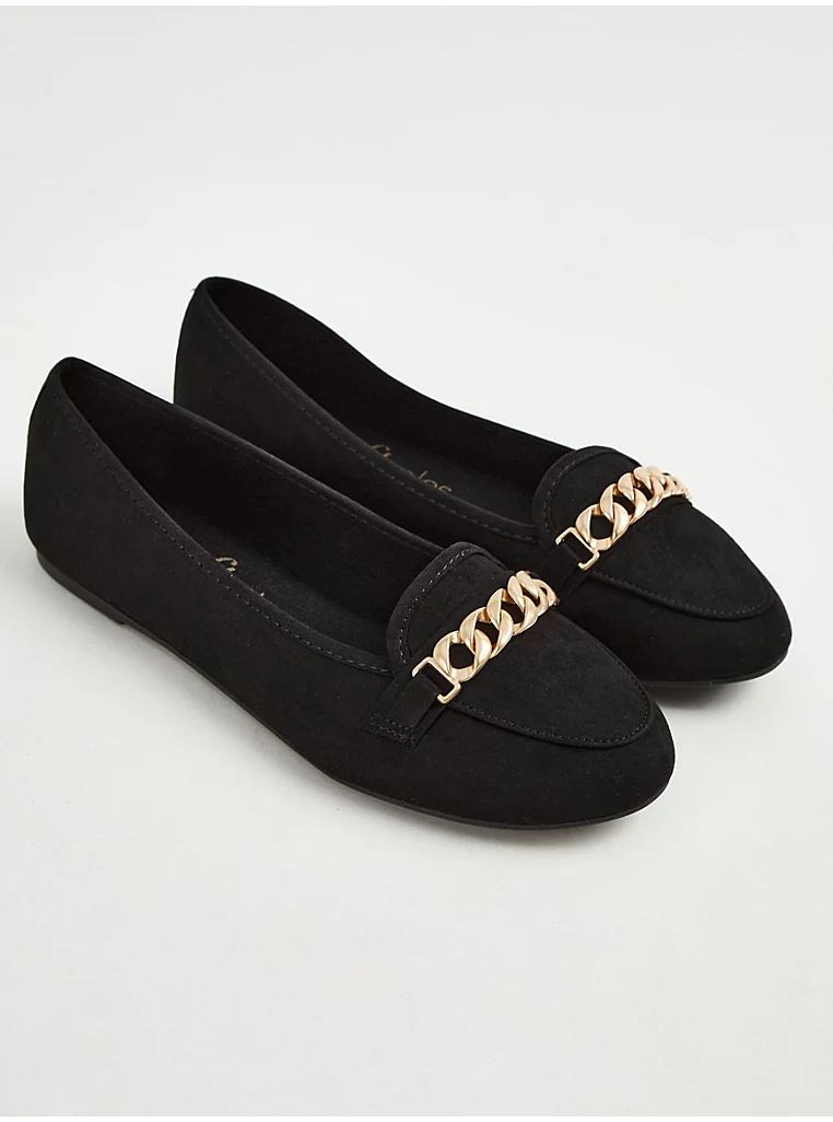 George Brand College England Black Chain Ballet Loafers کالج برند جورج انگلیس Black Chain Ballet Loafers